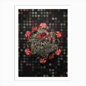 Vintage Ternaux Rose Bloom Flower Wreath on Dot Bokeh Pattern n.0819 Art Print