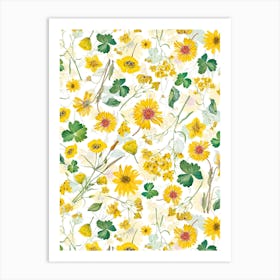 Scandinavian Midsummer Yellow Wildflowers Meadow Art Print