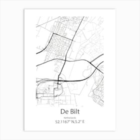 De Bilt,Netherlands Minimalist Map Art Print