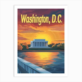 Aihrgdesign A Retro Travel Poster For Washington DC 3 Art Print