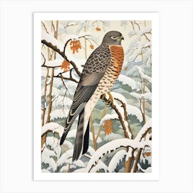 Winter Bird Painting Eurasian Sparrowhawk 1 Art Print