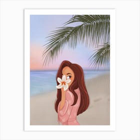 Sunset Beach Girl Art Print