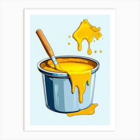 Cartoon Yellow Color Paint In A Paint Bucket Painting With Paint Art Print