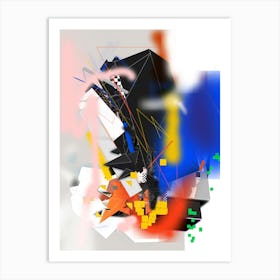 Abstract Mobile Black Yellow Red Green Art Print