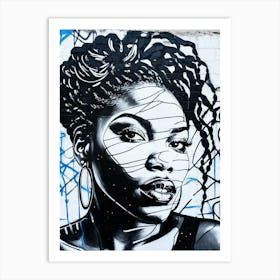 Graffiti Mural Of Beautiful Black Woman 61 Art Print