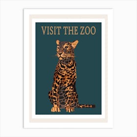 Vintage Leopard Visit The Zoo Poster Art Print