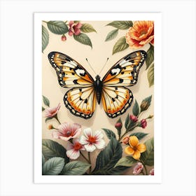 Butterfly On A Flower 3 Art Print