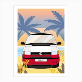 Van Trip On The Beach Art Print