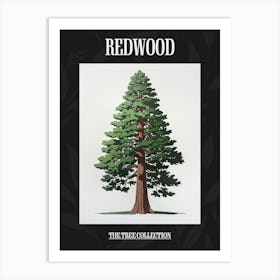 Redwood Tree Pixel Illustration 4 Poster Art Print