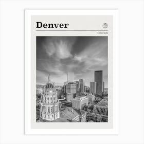 Denver Colorado Black And White Art Print