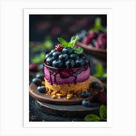 Blueberry Cheesecake On A Plate Art Print