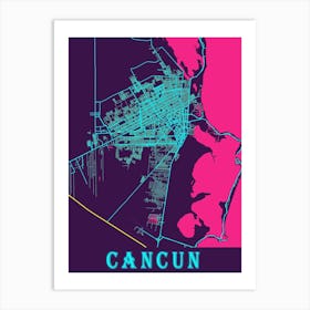 Cancun Map Poster 1 Art Print