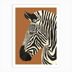 Jungle Safari Zebra on Brown Art Print