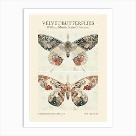 Velvet Butterflies Collection Shimmering Butterflies William Morris Style 1 Art Print