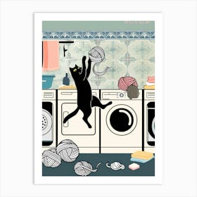 Cat In The Washing Machine Art Print