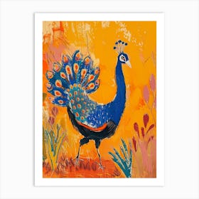 Colourful Brushstroke Peacock 5 Art Print