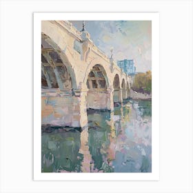 Congress Avenue Bridge Austin Texas Oil Painting 3 Art Print