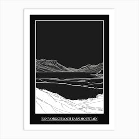 Ben Vorlich Loch Earn Mountain Line Drawing 4 Poster Art Print