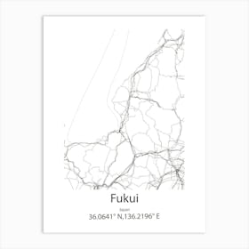 Fukui,Japan Minimalist Map Art Print