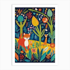 Cat In The Forest Style Henri Matisse Art Print