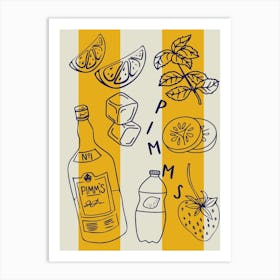 Pimms Cocktail Recipe Art Print