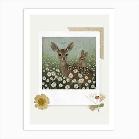 Scrapbook Deer And Bunnies Fairycore Painting 2 Art Print