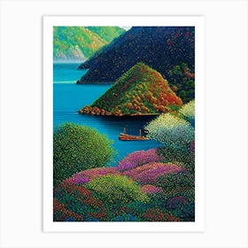 Flores Island Indonesia Pointillism Style Tropical Destination Art Print