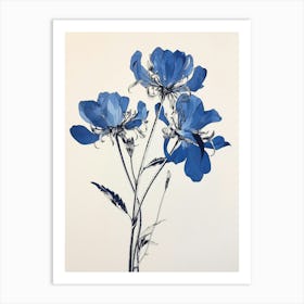 Blue Botanical Kangaroo Paw 2 Art Print