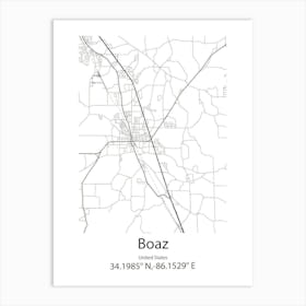 Boaz,United States Minimalist Map 1 Art Print