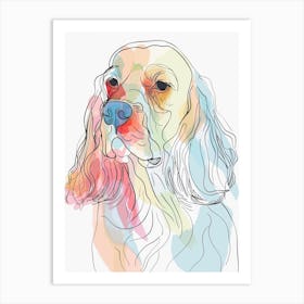 Cocker Spaniel Dog Pastel Line Illustration  3 Art Print