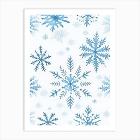 Pattern, Snowflakes, Minimalist Watercolour 2 Art Print