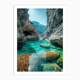 Azure Water In A Cave Art Print