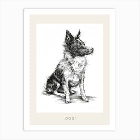 Furry Wire Haired Dog Line Sketch 2 Poster Art Print