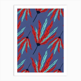 Red And Blue Leaves Art Print