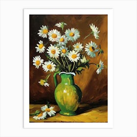 Daisies In A Green Pitcher Art Print