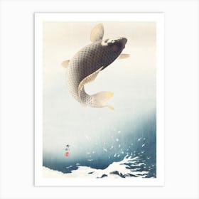 A Jumping Carp, Ohara Koson  Art Print