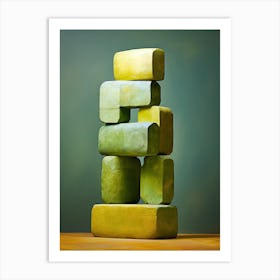 Stack Of Green Blocks, Stones Art Art Print