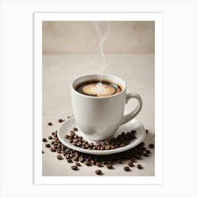 Cup of Steaming Coffee Espresso Kitchen Wall Art  Art Print