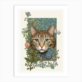 william Cat Flowers Print Art Print