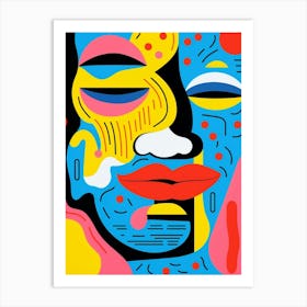 Abstract Pop Art Geometric Colourful Face 5 Art Print