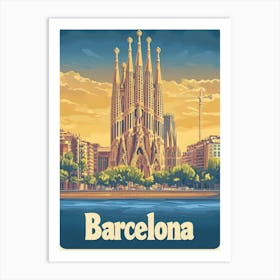 Aihrgdesign A Vintage Travel Poster Of Barcelona 3 Art Print