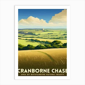 Cranborne Chase Aonb Print English Countryside Art Rural Landscape Poster Dorset Wiltshire Scenery Wall Decor Uk Nature Reserve Illustration 3 Art Print
