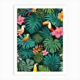 Tropical Paradise Jungle Pattern Art Print