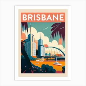 Brisbane Vintage Travel Poster Art Print