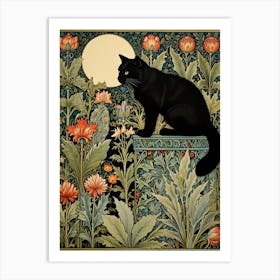 William Morris Black Cat In The Moonlight 1 Art Print