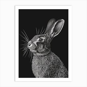 Flemish Giant Blockprint Rabbit Illustration 3 Art Print