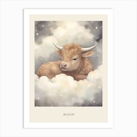 Sleeping Baby Bison 2 Nursery Poster Art Print