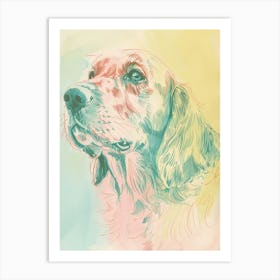 Pastel Clumber Spaniel Dog Pastel Line Illustration  2 Art Print