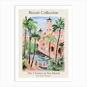 Poster Of The Cloister At Sea Island   Sea Island, Georgia   Resort Collection Storybook Illustration 2 Art Print