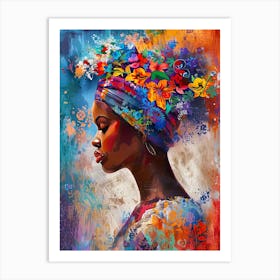 African Woman In Colorful Turban Art Print